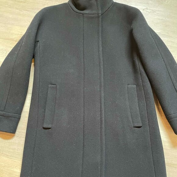 J. Crew Cocoon Coat in Italian Stadium Cloth Wool Black B2780 Size 2 - Picture 1 of 7